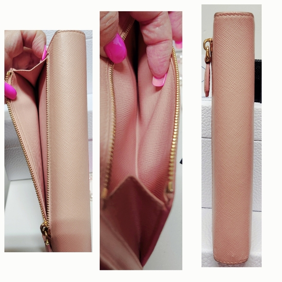 PRADA Orchidea Saffiano Metall Wallet with Detachable ID Holder with Chain & COA - Picture 9 of 16